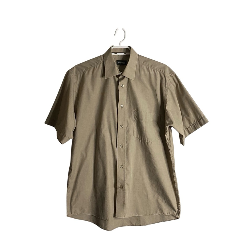 Woolworths Men's Tan Short Sleeve Button Down Shirt
